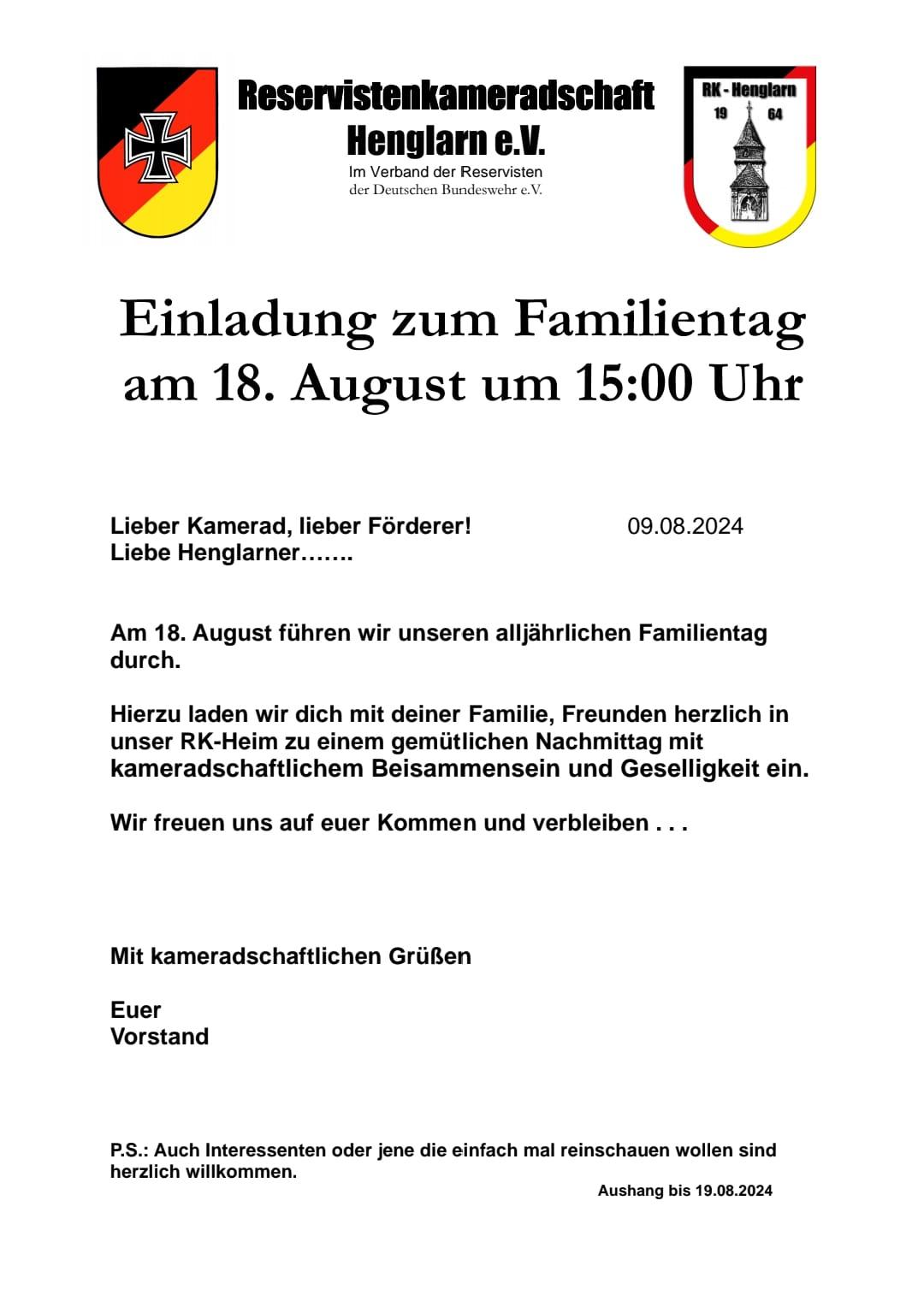 Einladung zum Familientag 2024